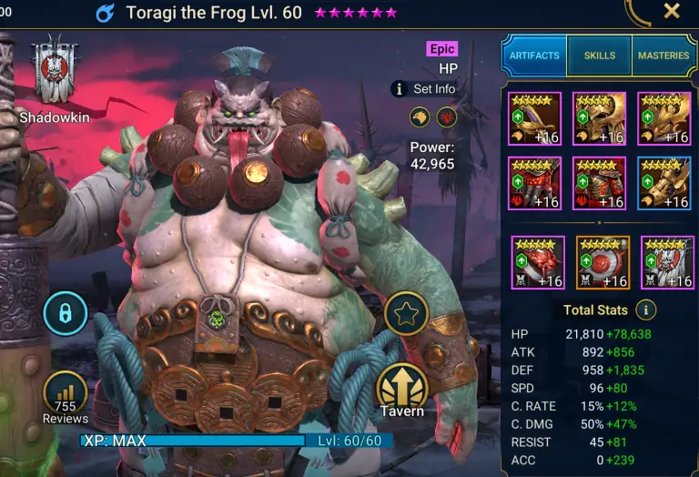 Toragi the frog champion guide raid shadow legends